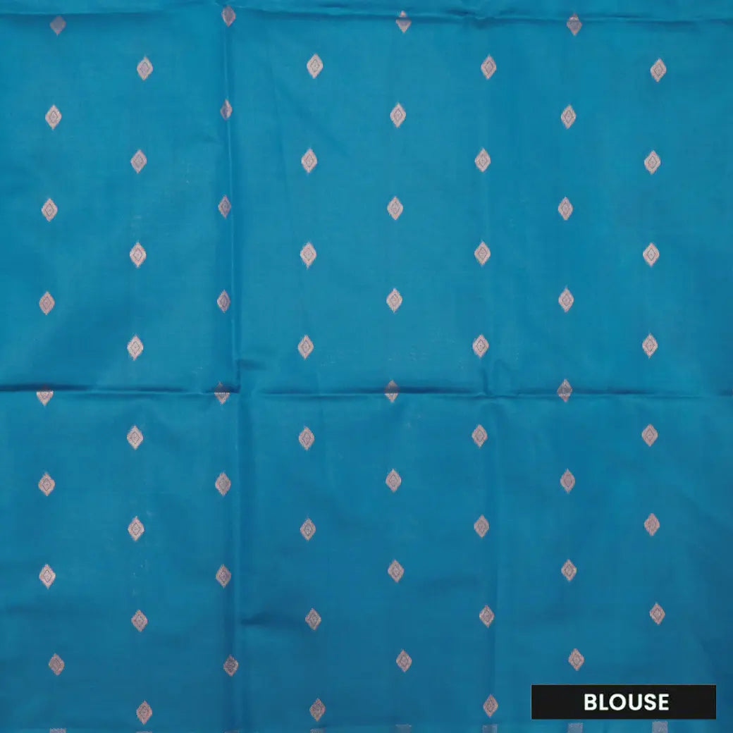 Cream Blue With Blue Pochampally Semi Ikat Silk Saree