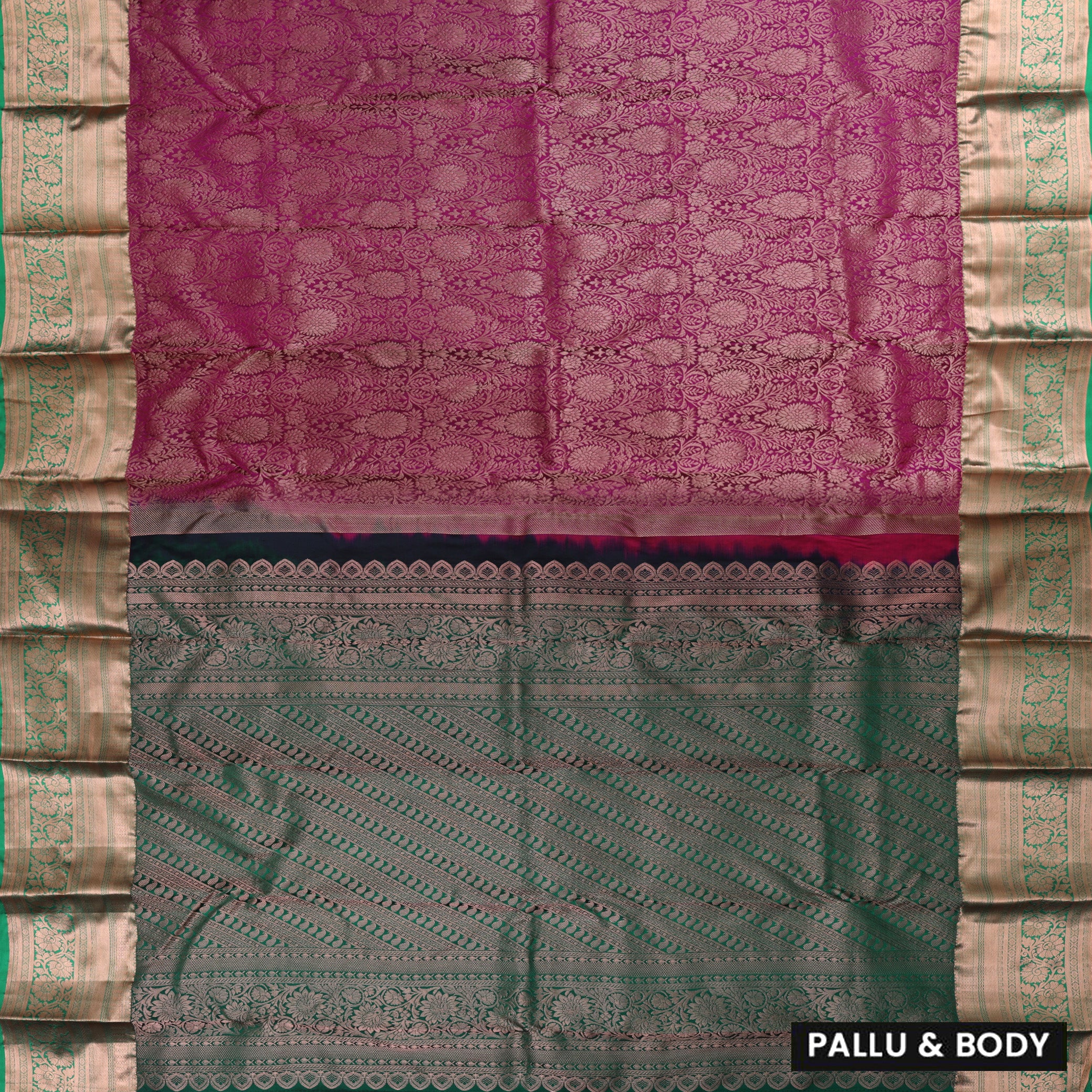 Magenta With Green Wedding Silk Saree