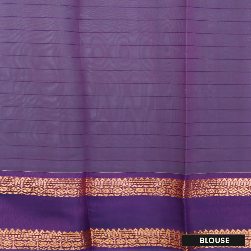 Green With Purple Checked Silk Cotton Saree
