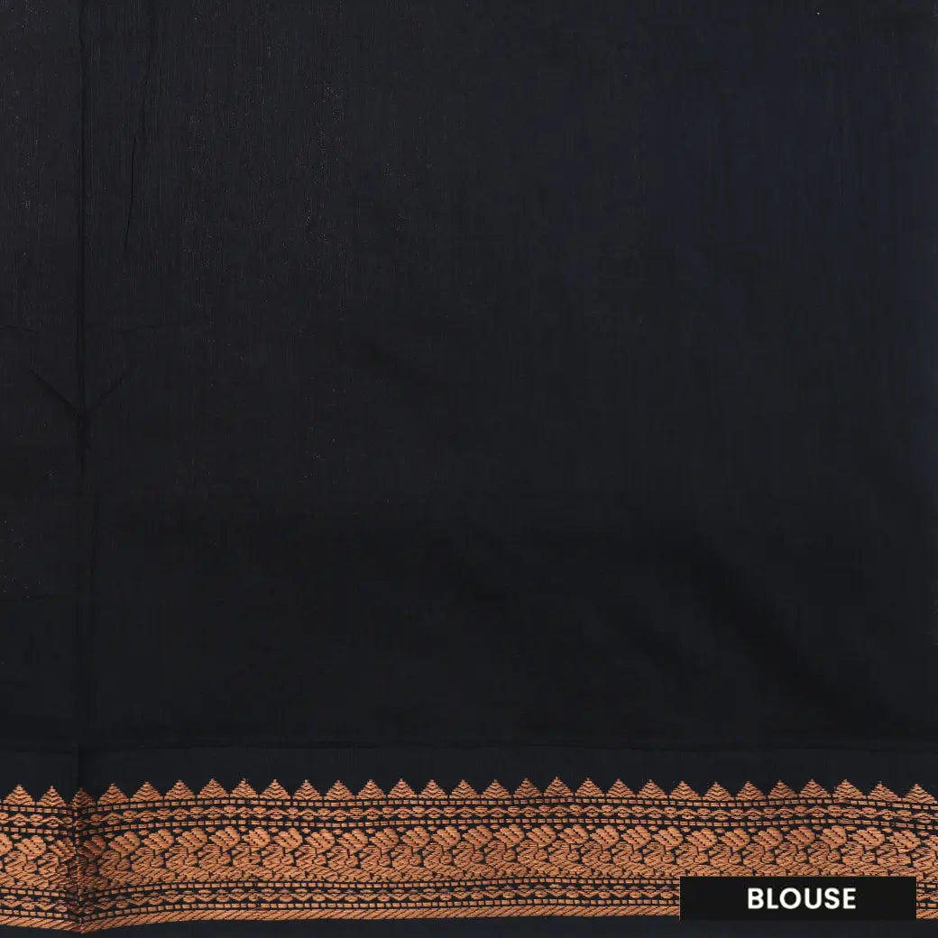 Orange With Black Premium Quality Kalyani Cotton Saree