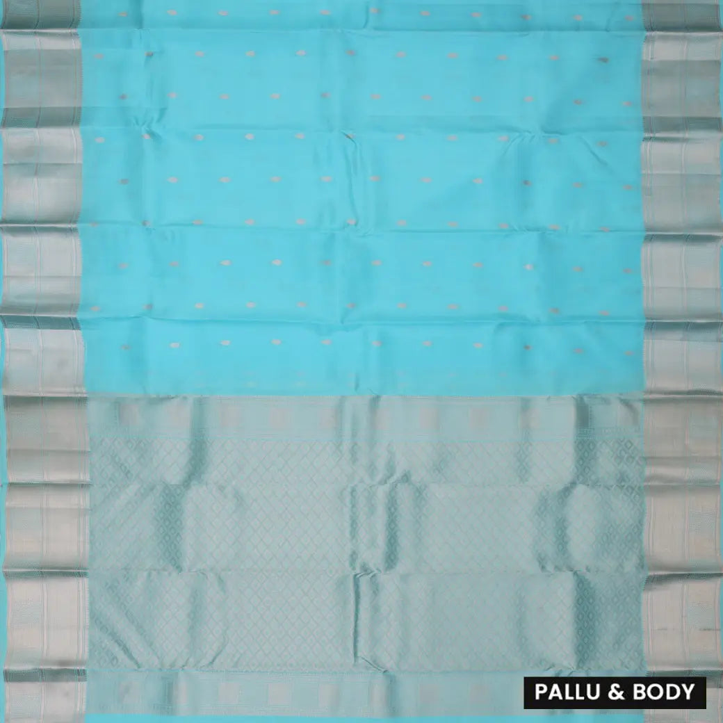 AQUABLUE with SILVER BORDER Traditional Soft Silk Saree