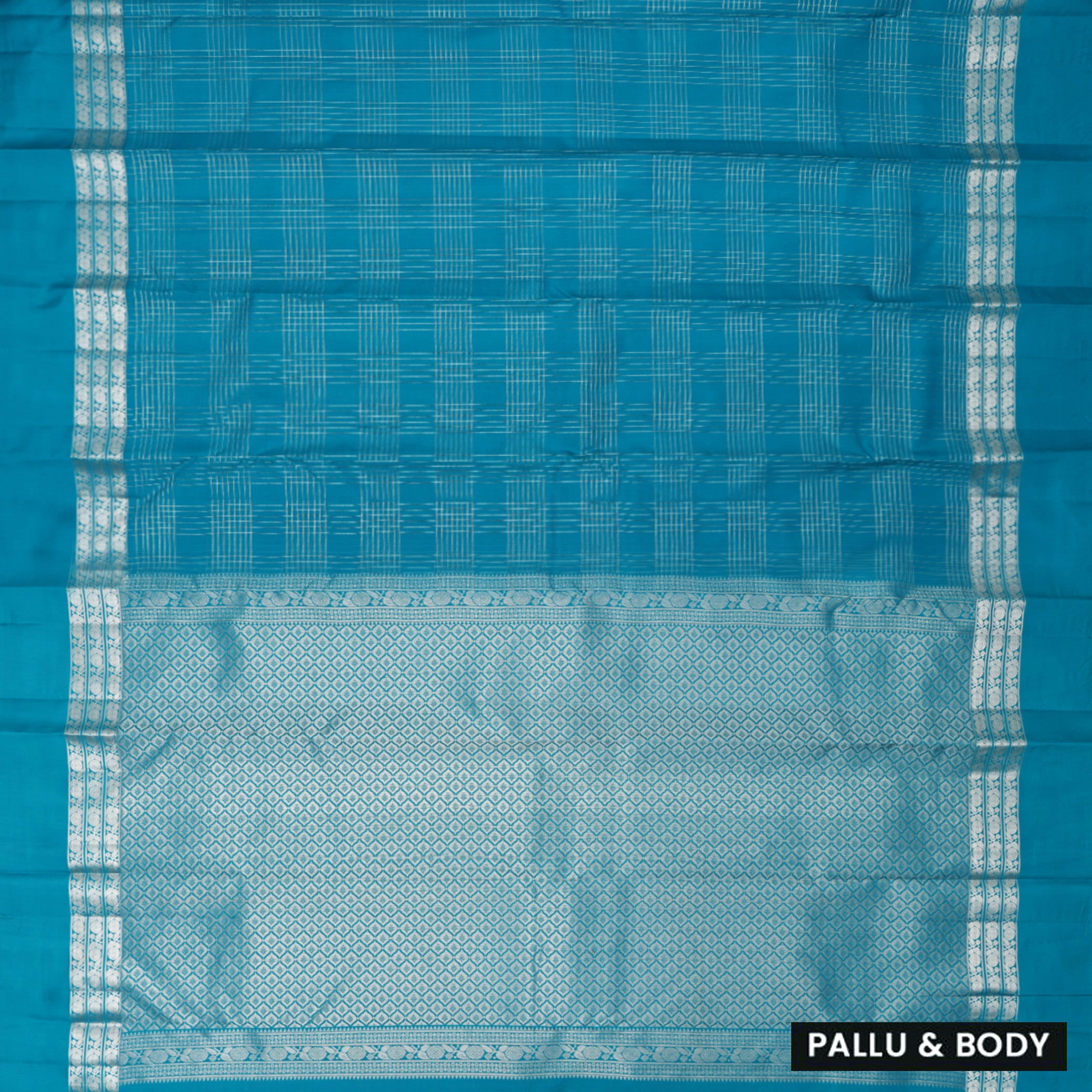 Turquoise Blue Gold Zari Yuvana Semi Soft Silk Saree