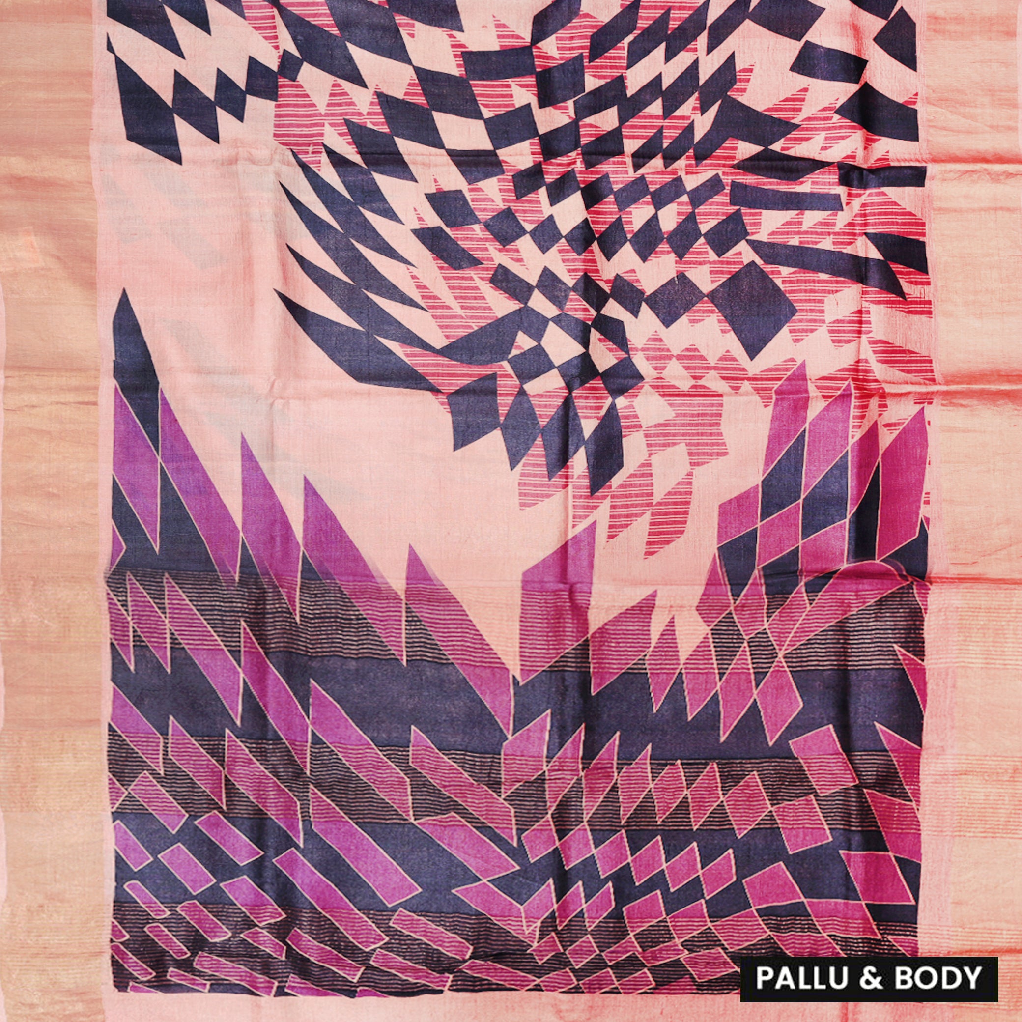 Pure Tussar Silk Saree Multi With Floral Design and Painted Prints and Zari Woven Border