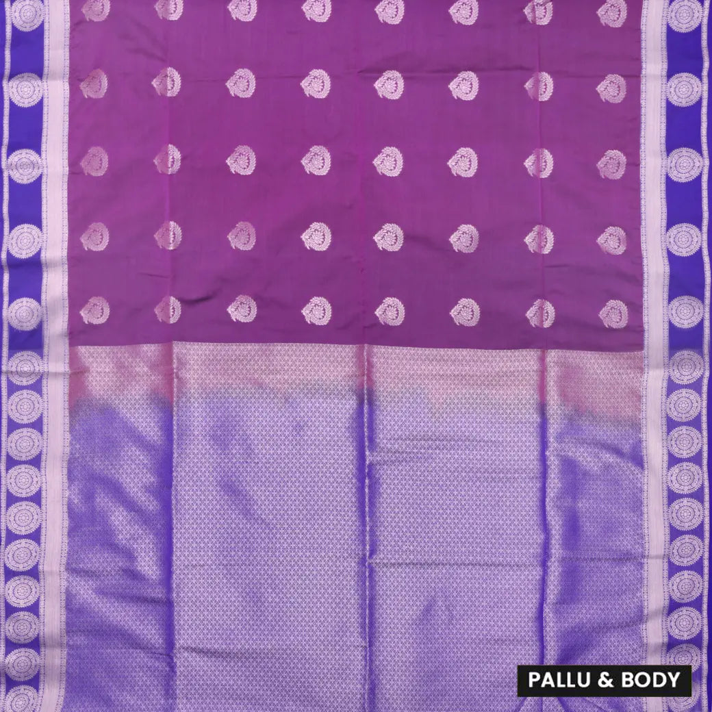 Purple with Dark Blue Soft Silk Saree