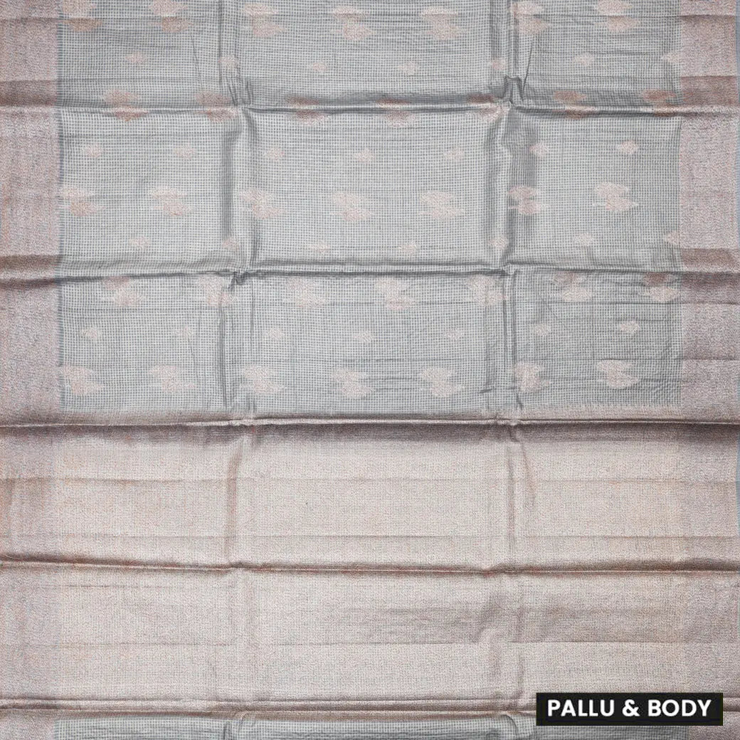Light Gray Colour Tussar Silk Saree