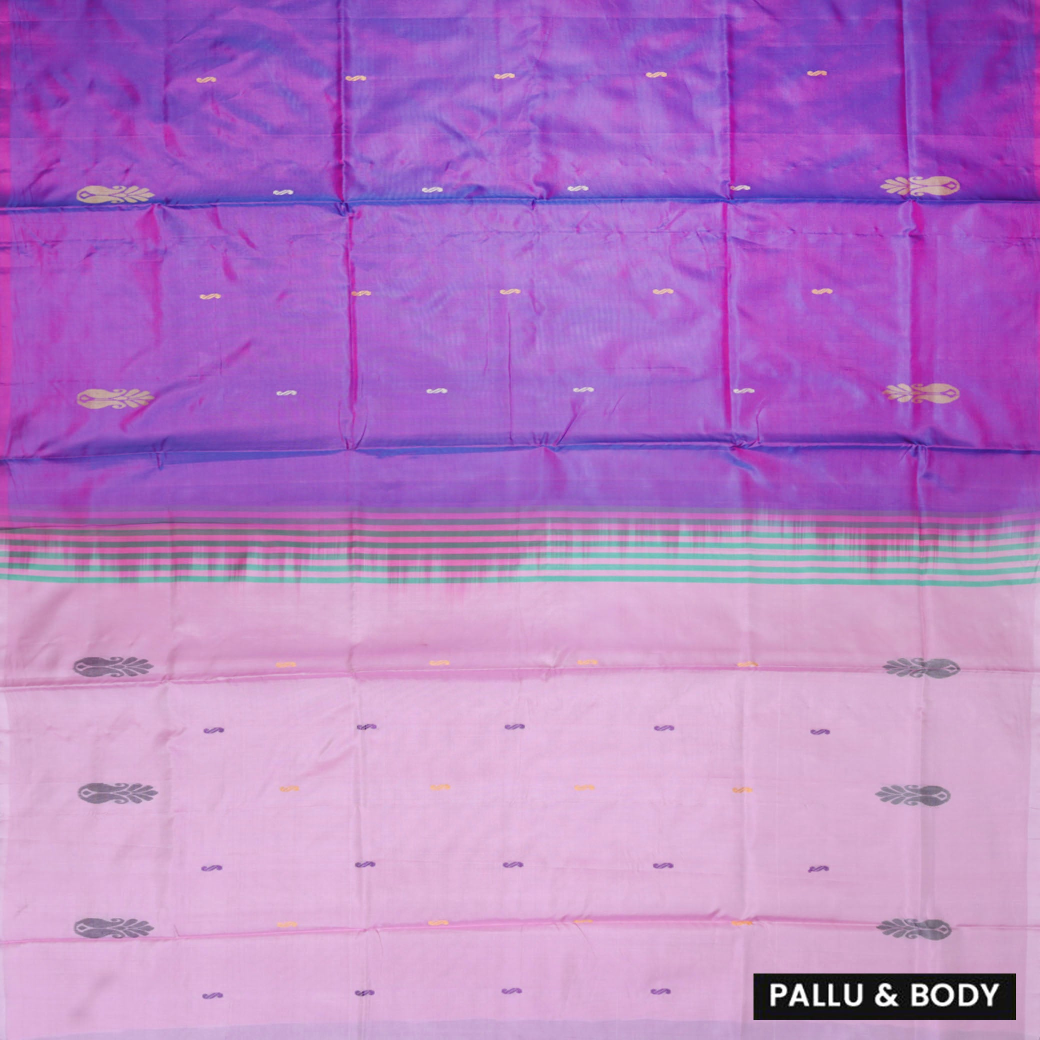 Dark Purple With Light Pink Pallu Banana Pith Saree With Running Blouse