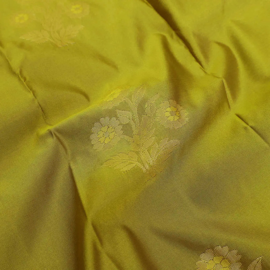Mustard Green with Sea Green Soft Silk Saree