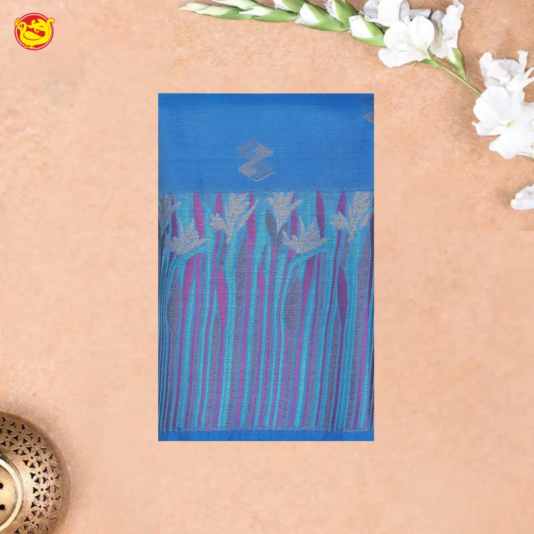Light Blue with Sandal Soft Silk Saree
