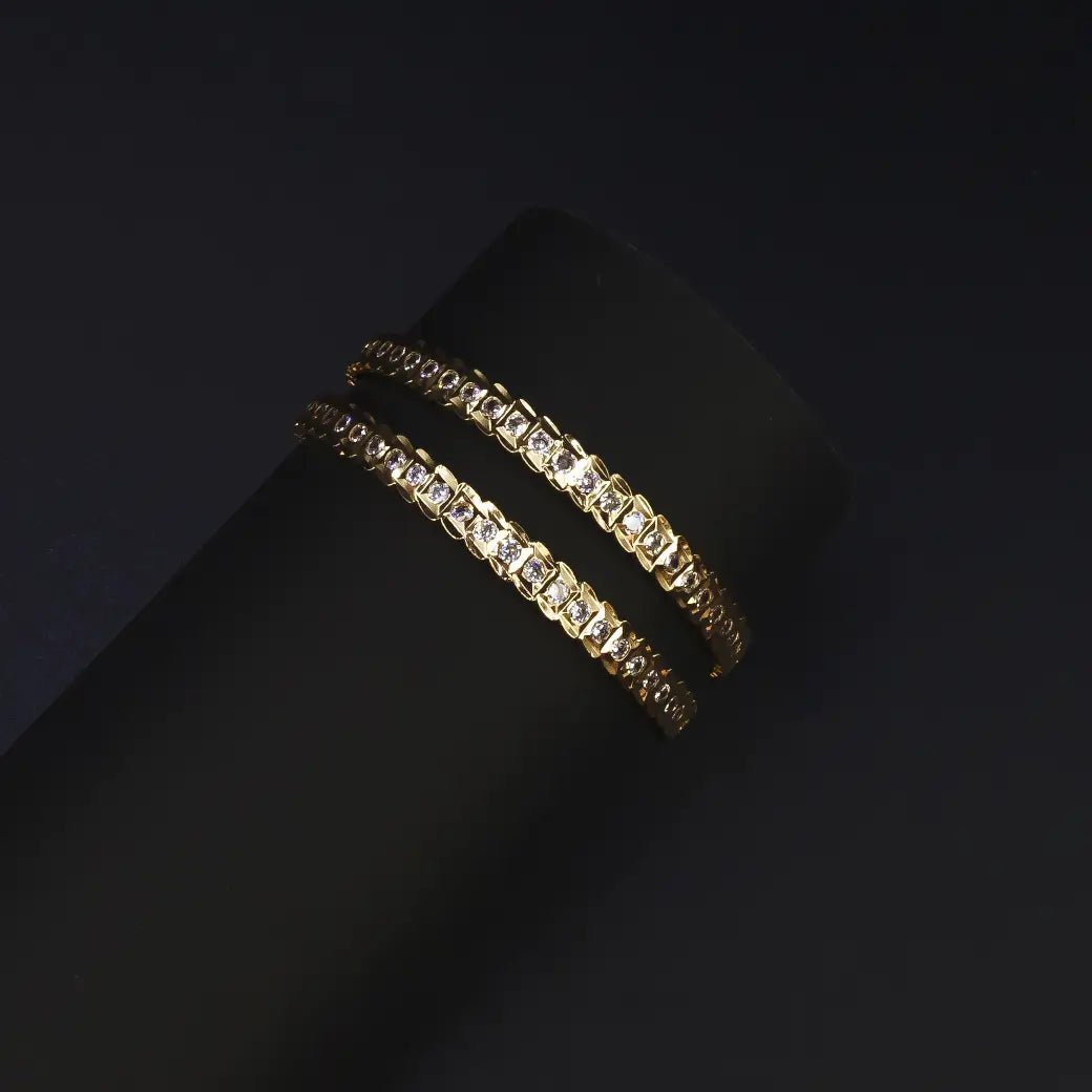 White AD stone bangle set - Thenianantham