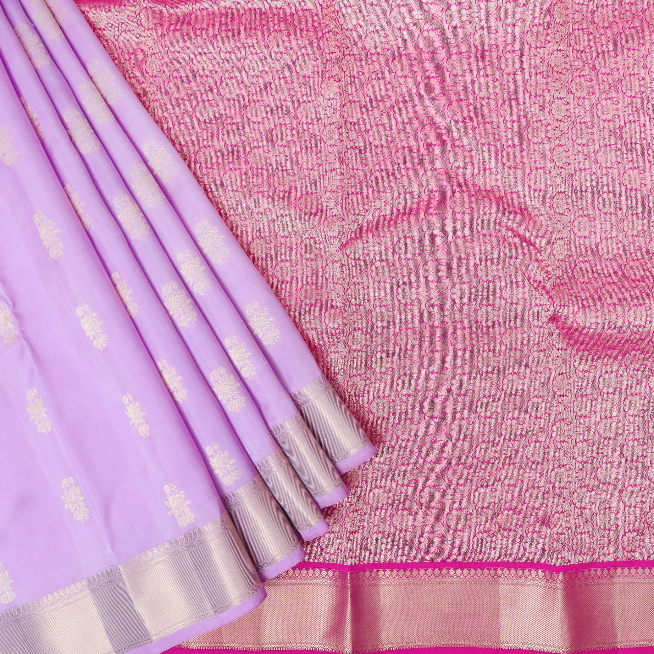 Light Purple Colour Gold Zari Border Yuvana Semi Soft Silk Saree