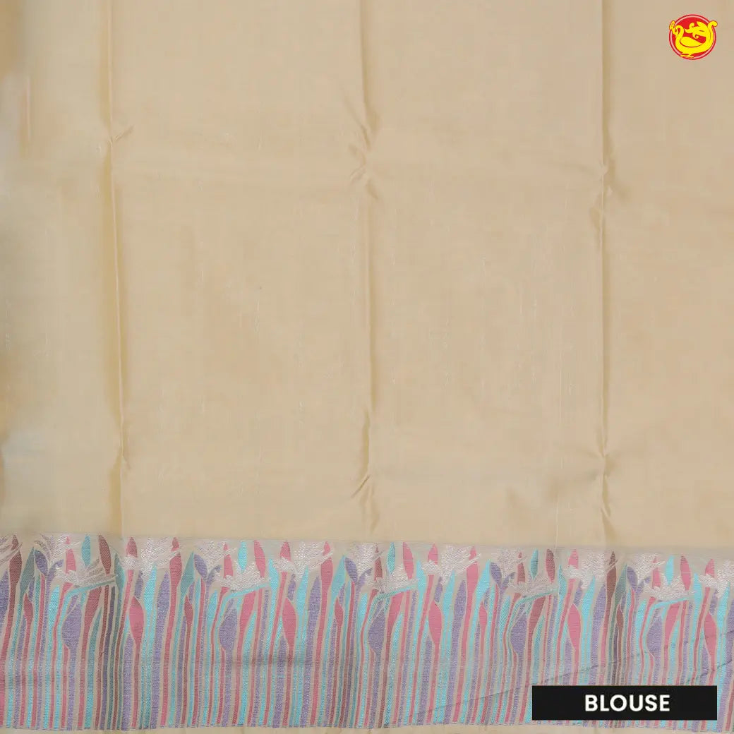 Light Blue with Sandal Soft Silk Saree
