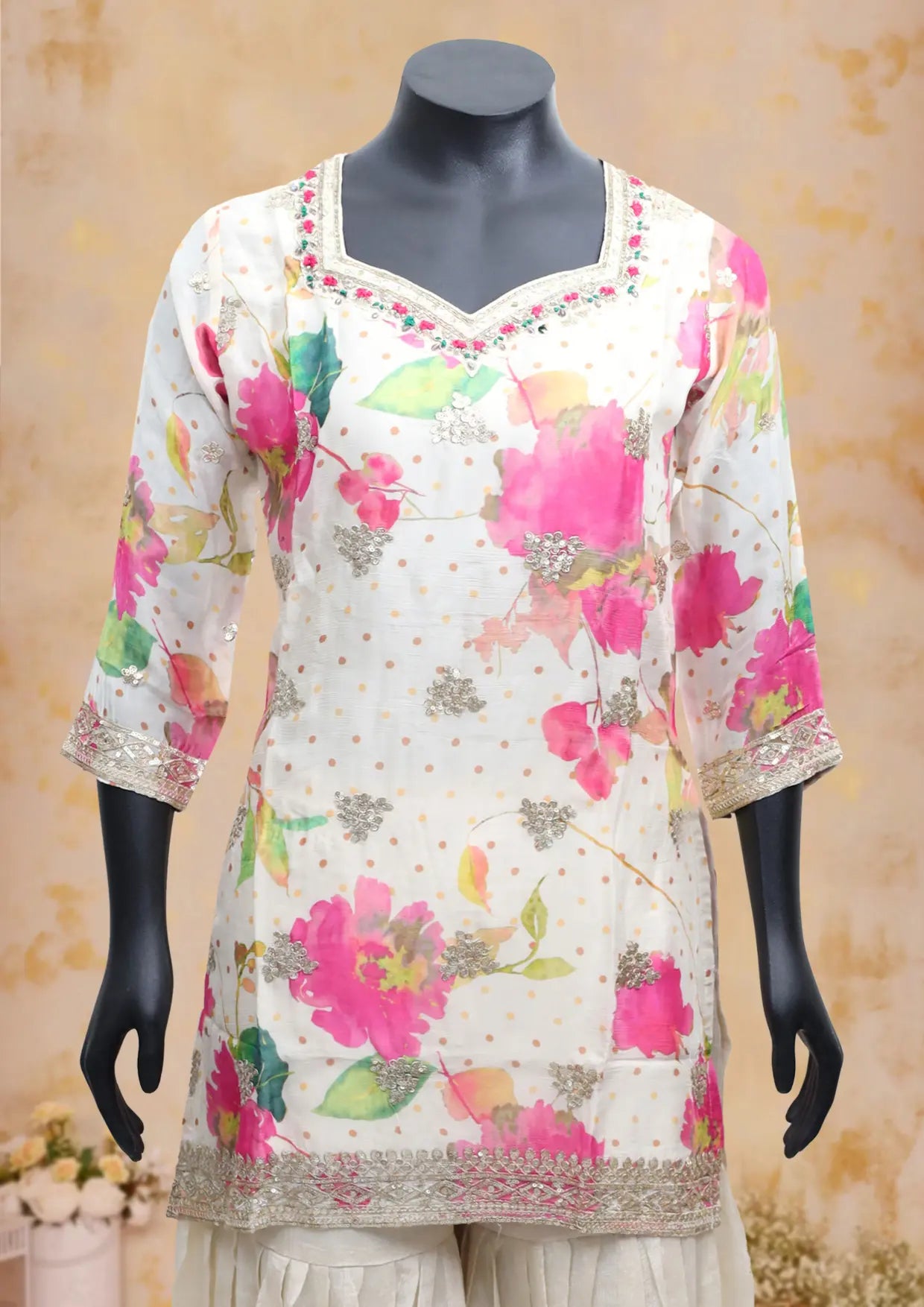 White Ladies Branded Readymade Sharara set