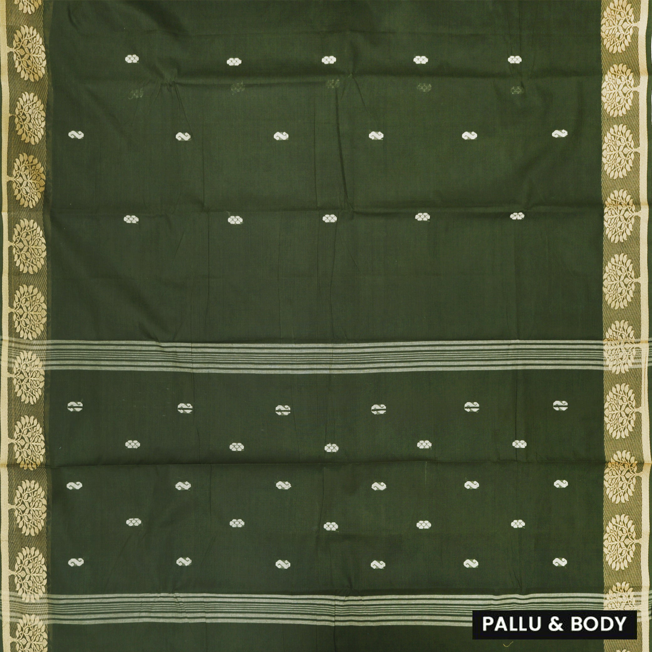 Moss Green Pure Cotton Saree without Blous
