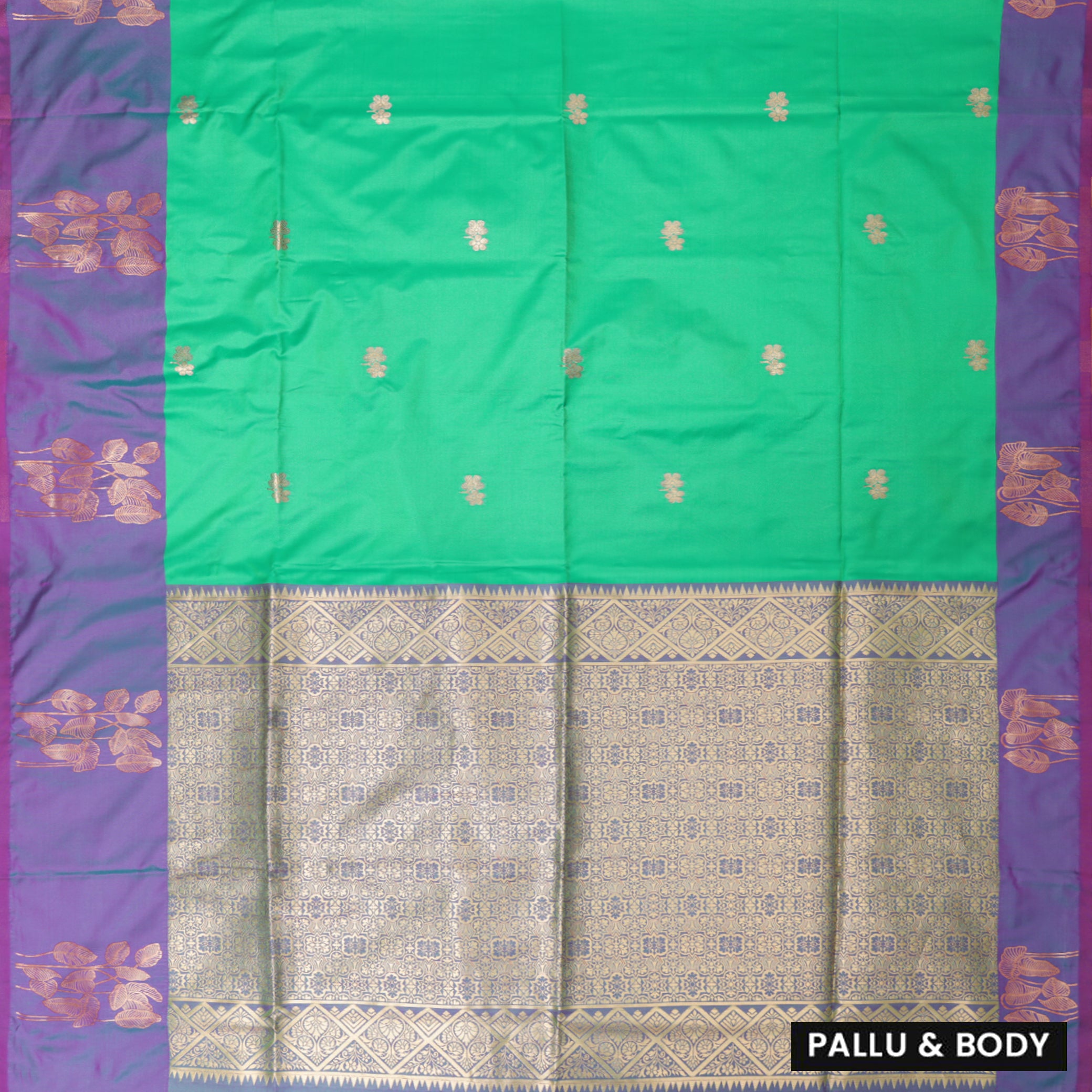 Green with Purple Soft Silk Saree