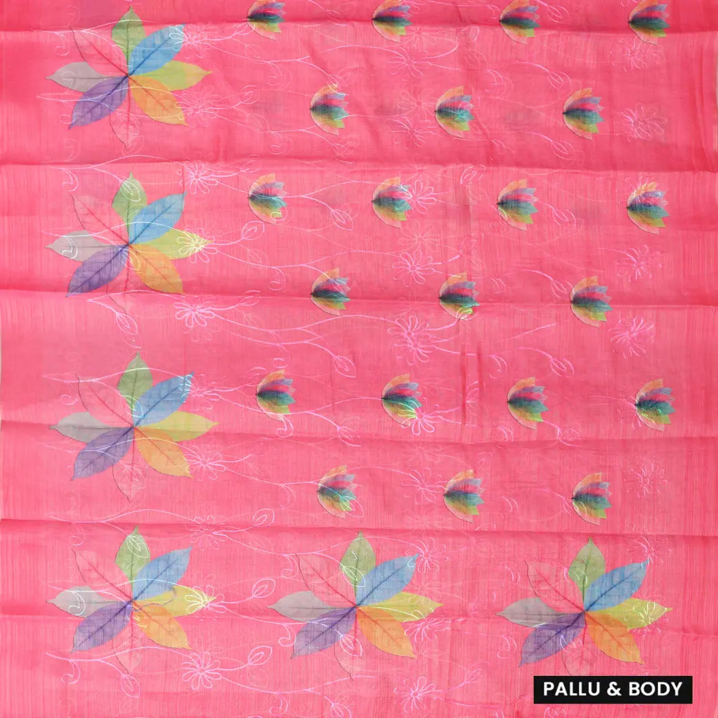 Rose Pink with Floral Design Trendy Tissue Fancy Saree
