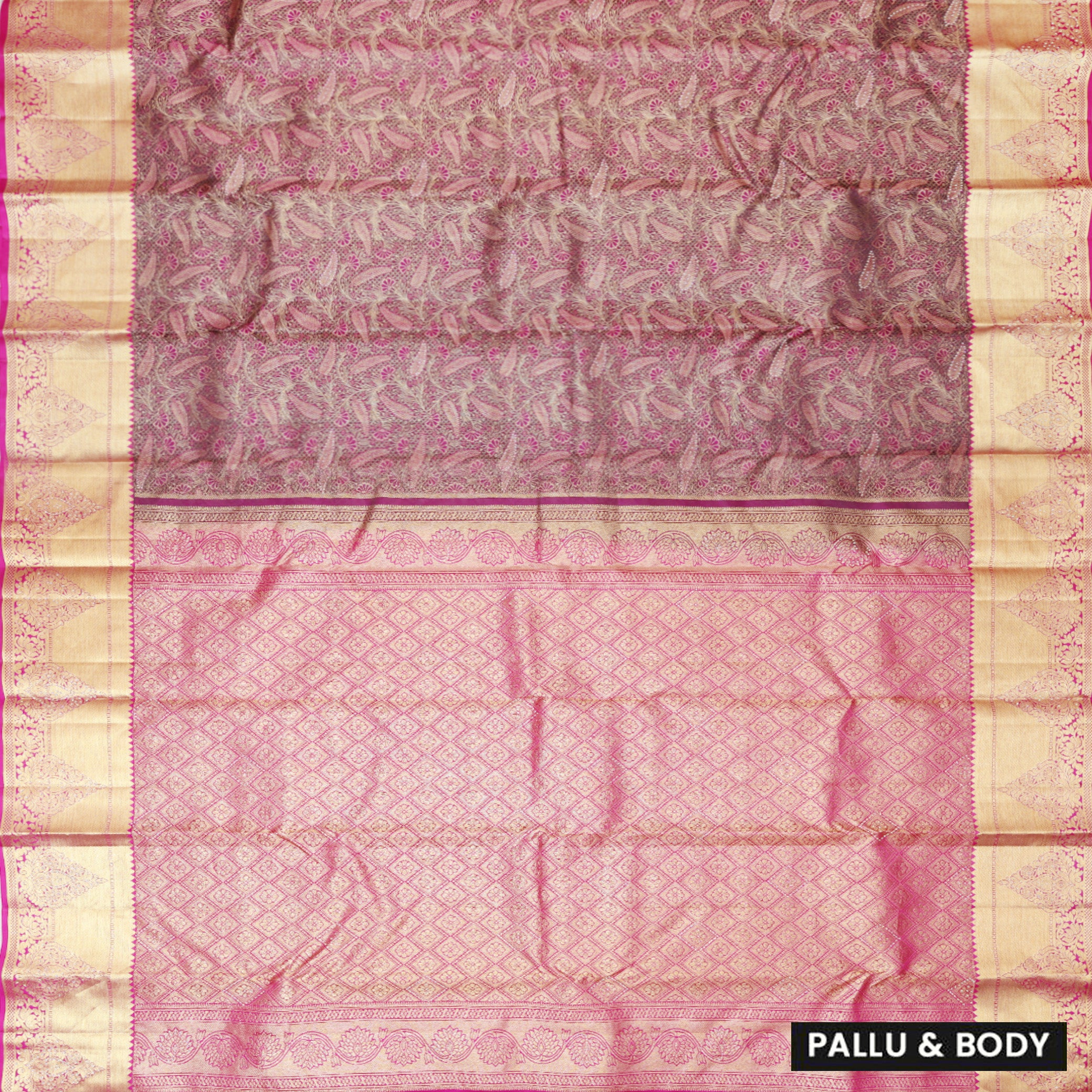 Brown With Pink pure Kanchipuram silk saree