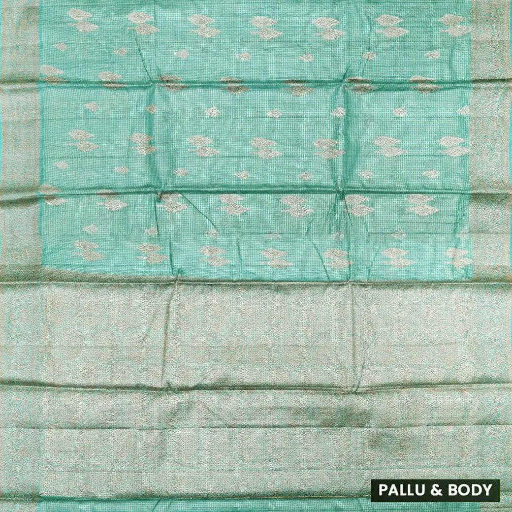 Mint Green Colour Tussar Silk Saree