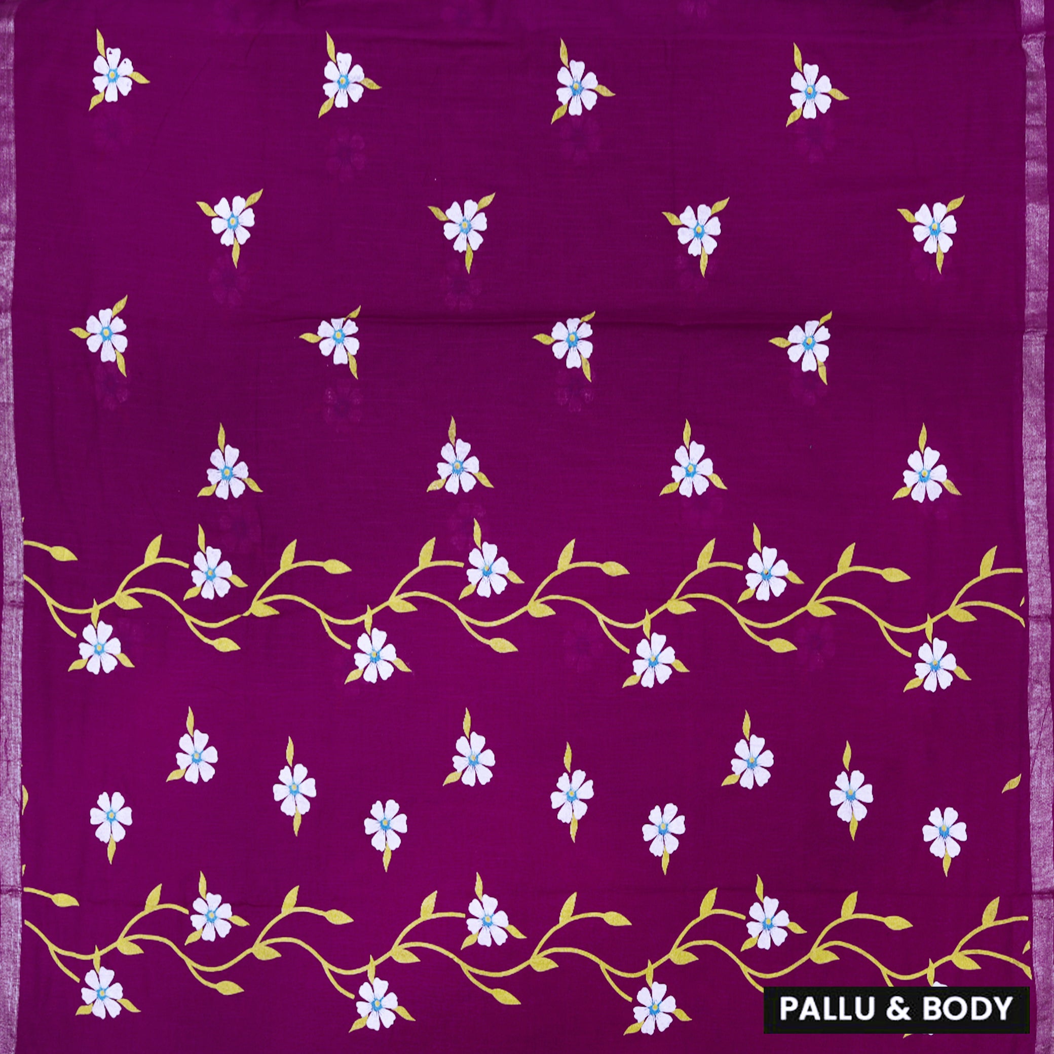 Dark Purple Linen Cotton Saree with Contrast Blouse