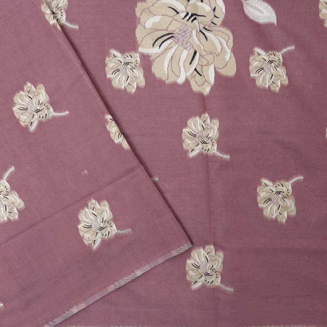 Light Purple Linen Digital Cotton Saree