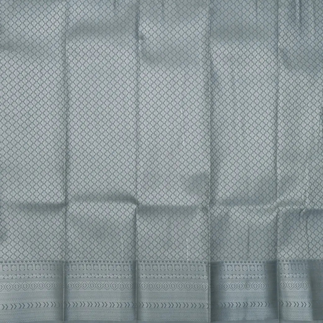 Gray with Silver Geometric Patterns Art Silk Saree