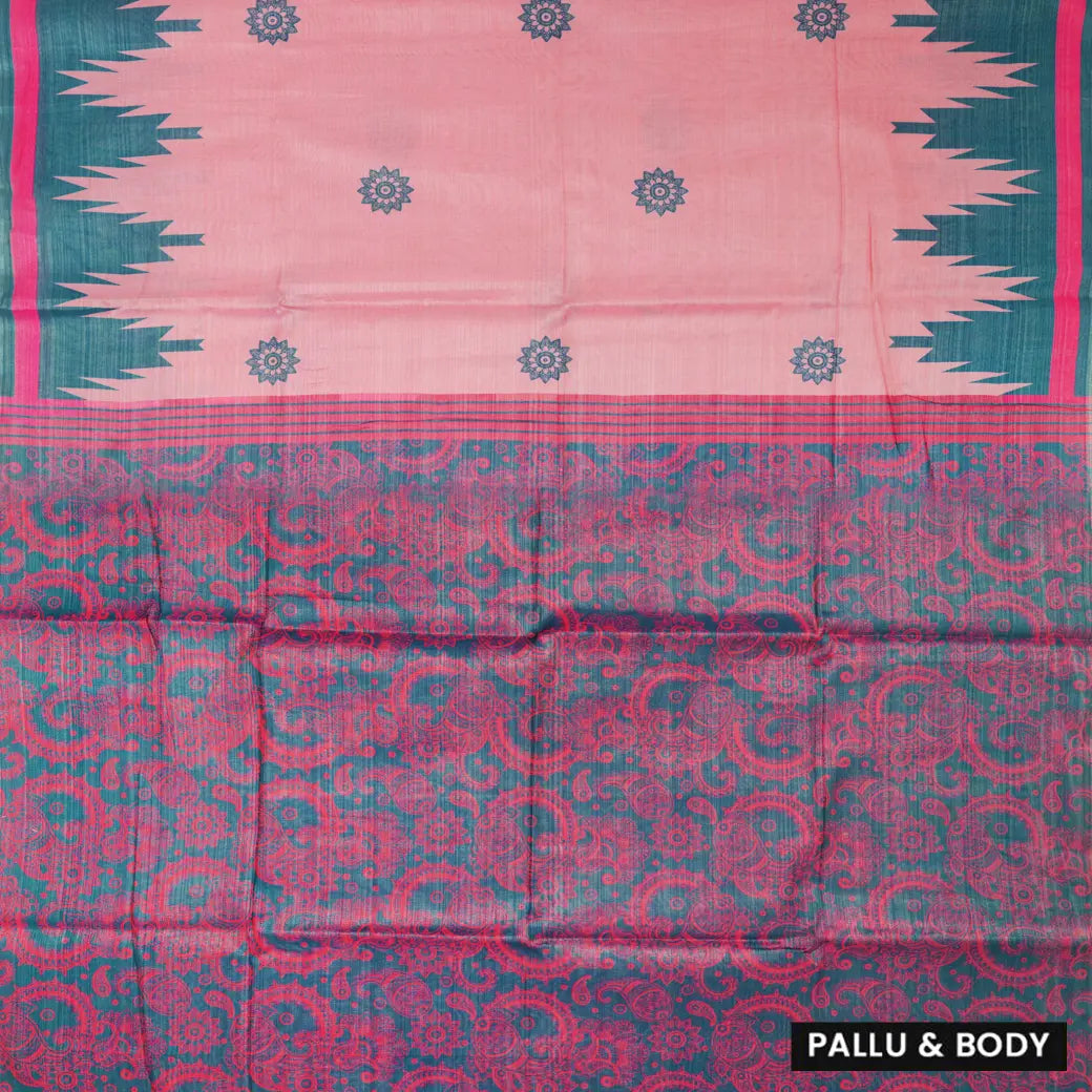 Light Pink with Green Tissue Silk Saree