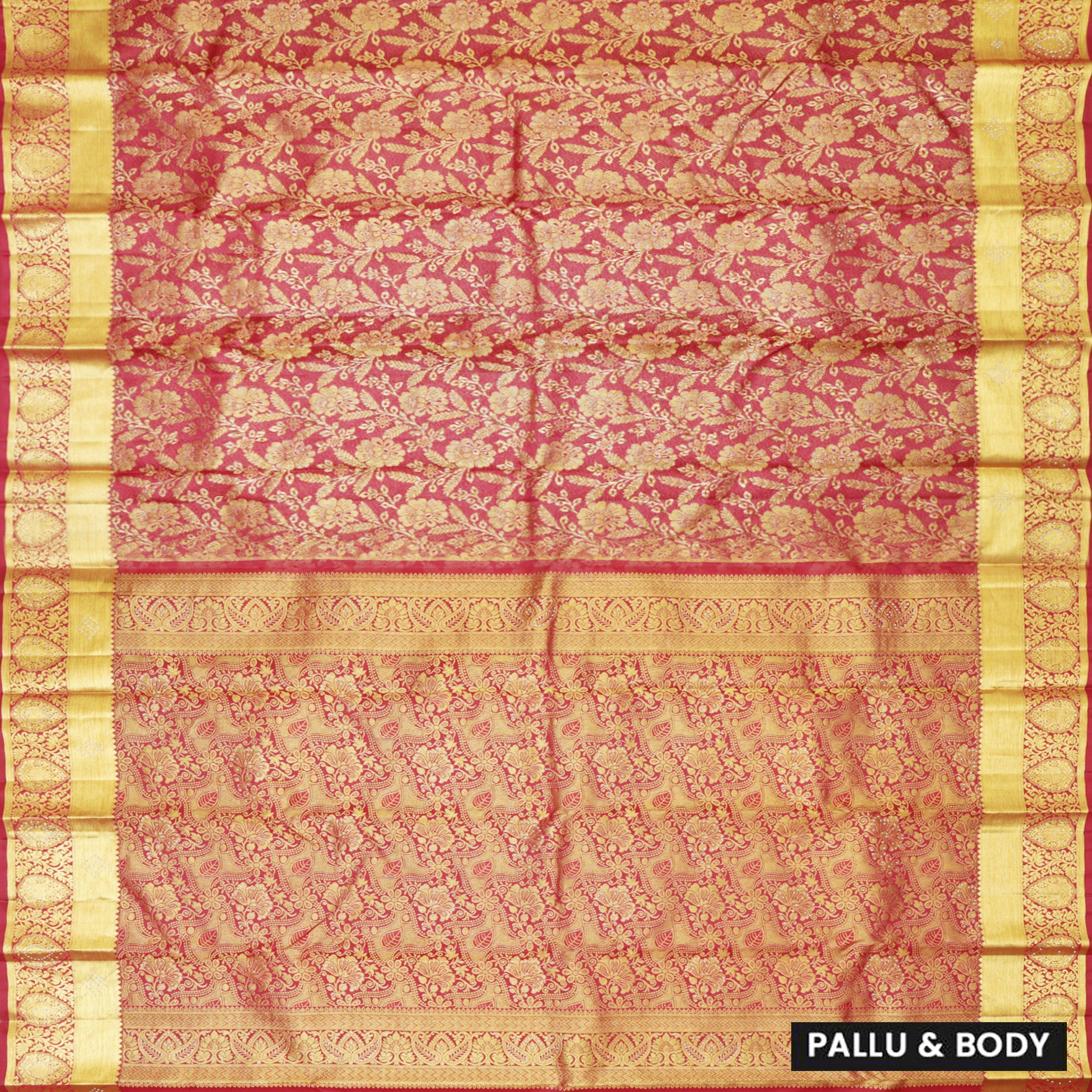 Red Color Golden Zari Border Wedding Silk Saree