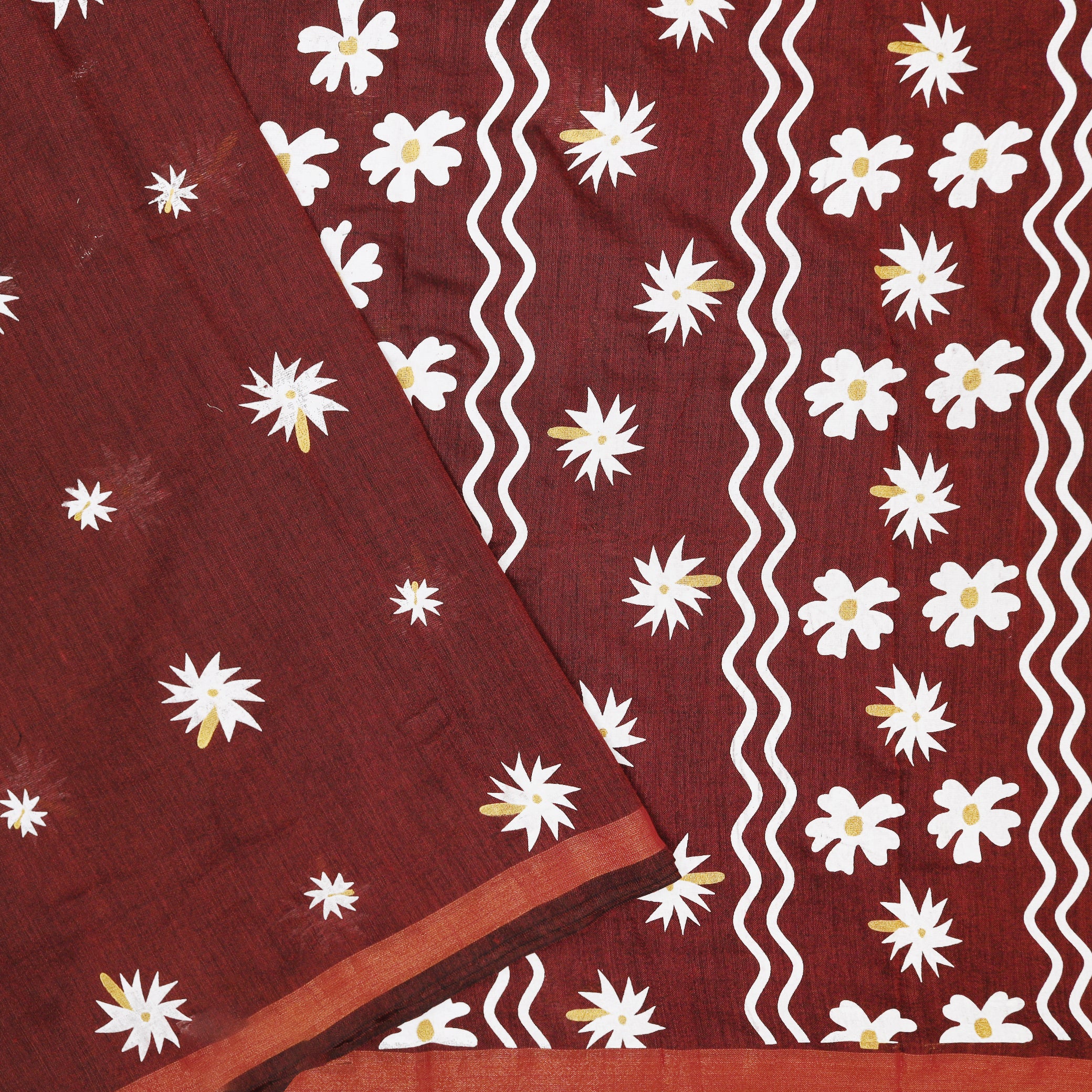 Brown Linen Cotton Saree with Contrast Blouse