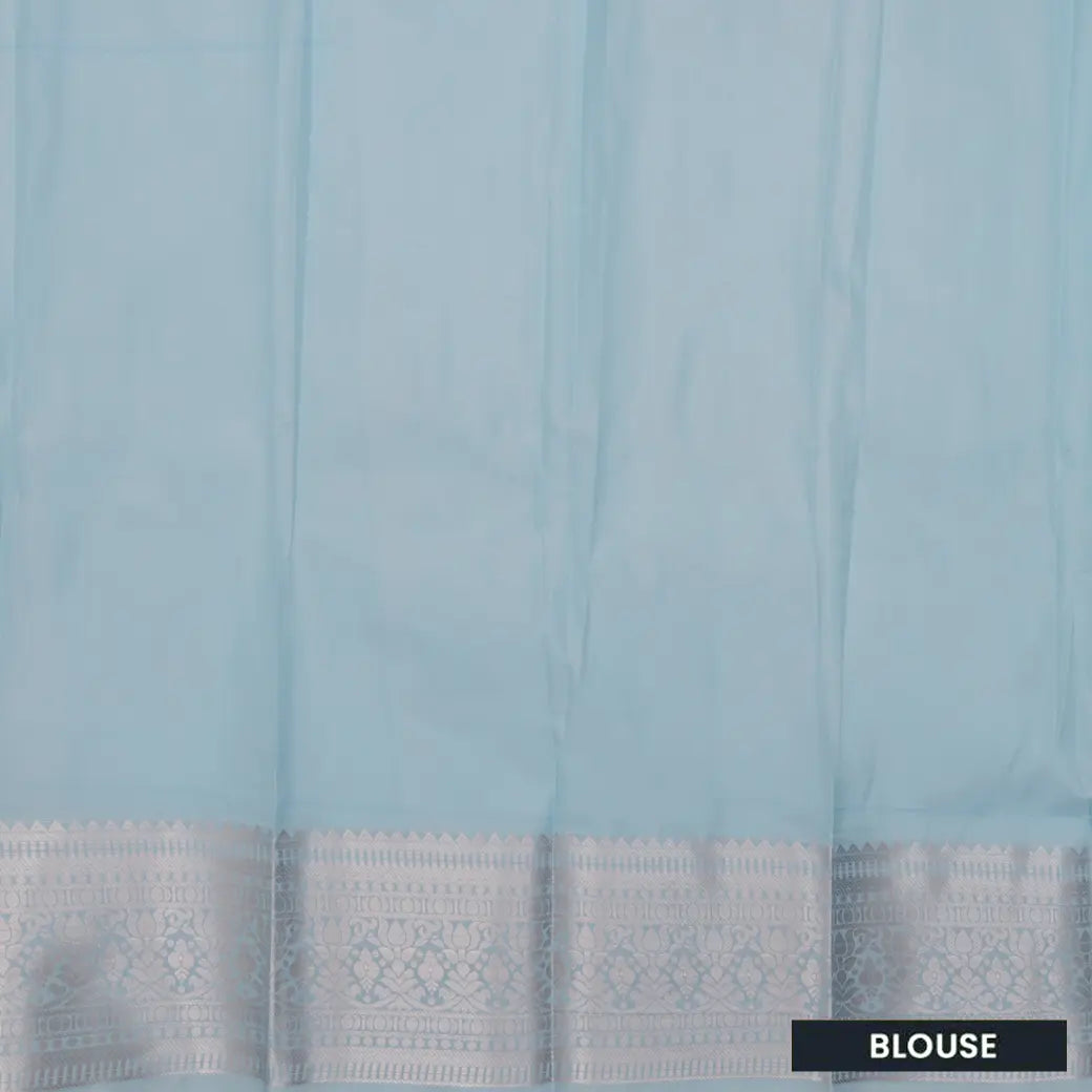 Powder Blue with Silver Geometric Patterns Art Silk Saree