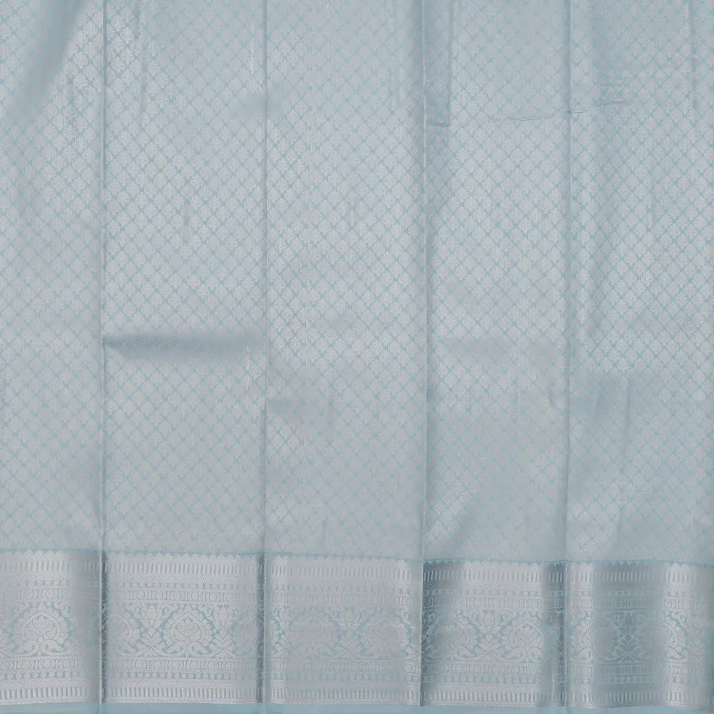 Powder Blue with Silver Geometric Patterns Art Silk Saree