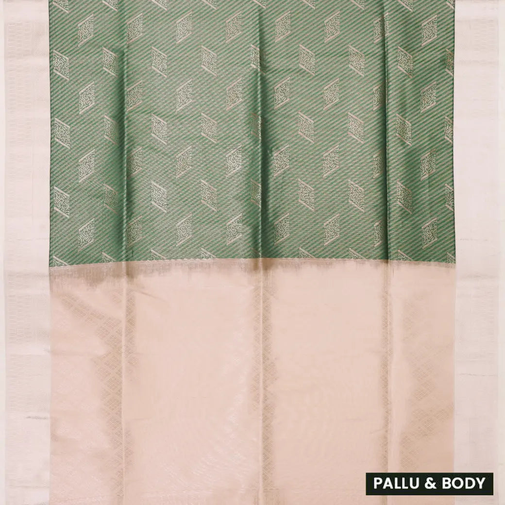 Sea Green With light beige Soft Silk