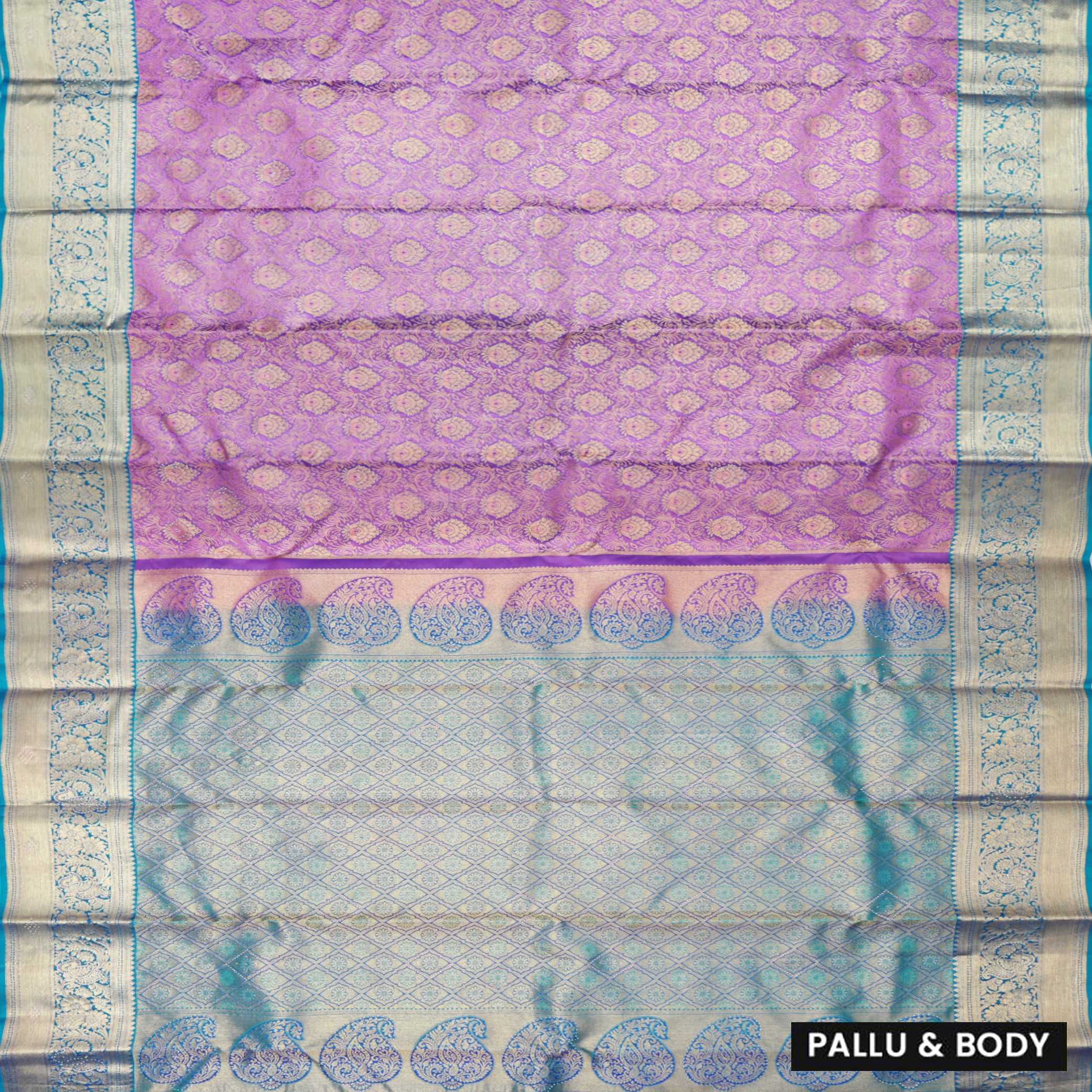 Grape With Blue pure Kanchipuram silk saree