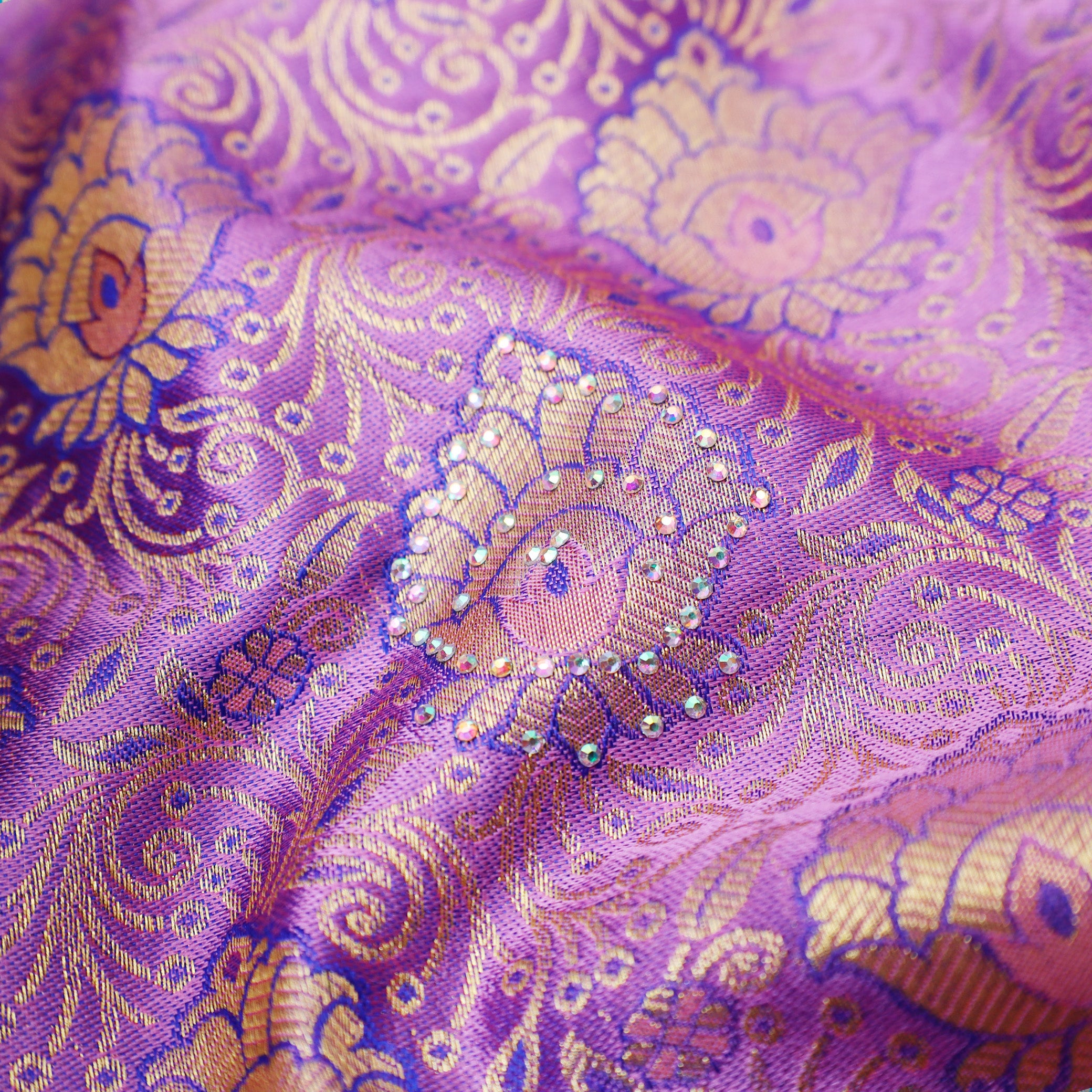 Grape With Blue pure Kanchipuram silk saree