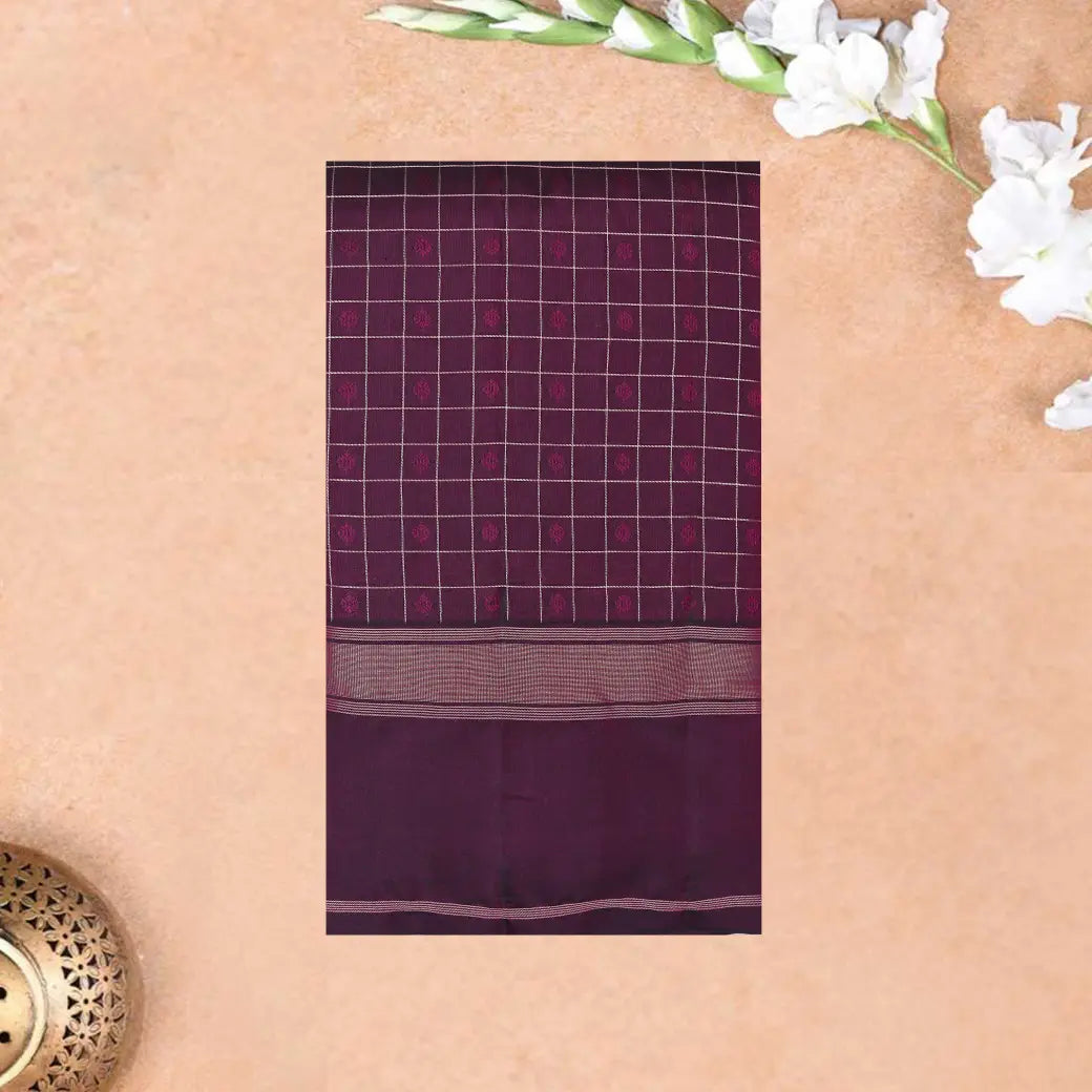 PURPLE CHECKED WITH BLUE Traditional Soft Silk Saree