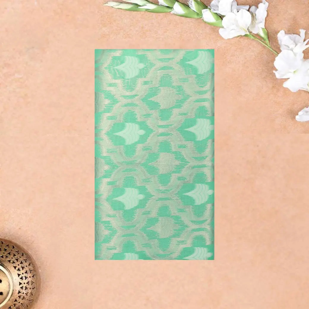 GREEN WITH FLORAL GOLD COLOR JERRY LINEN JACQUARD SAREES