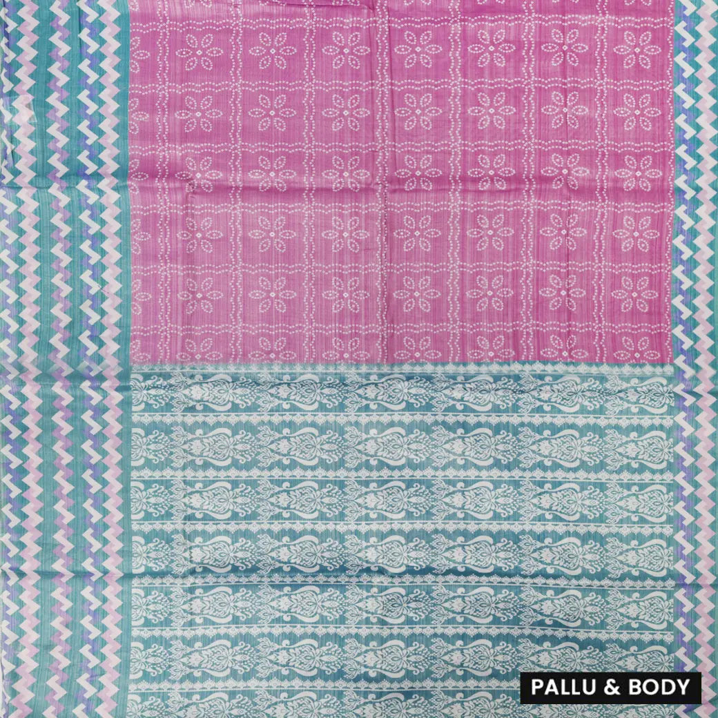 Pink with Green Tissue Silk Saree