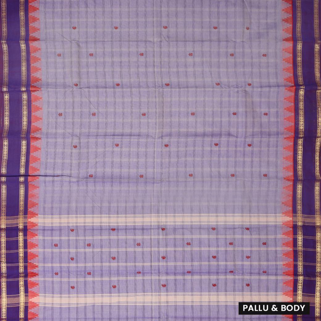 Light Violet With Purple Contrast Border Pure Cotton Saree