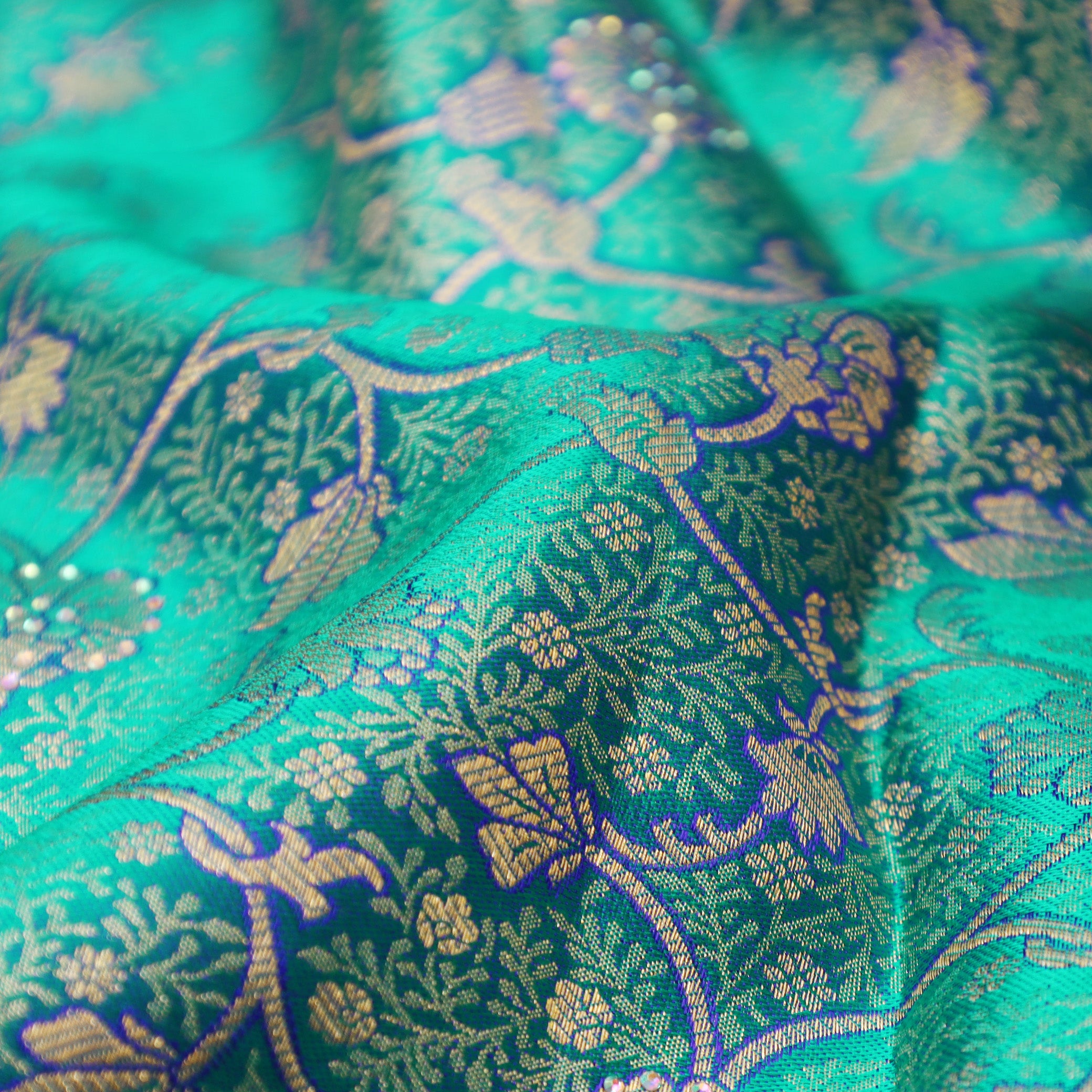Green With Royal Blue pure Kanchipuram silk saree
