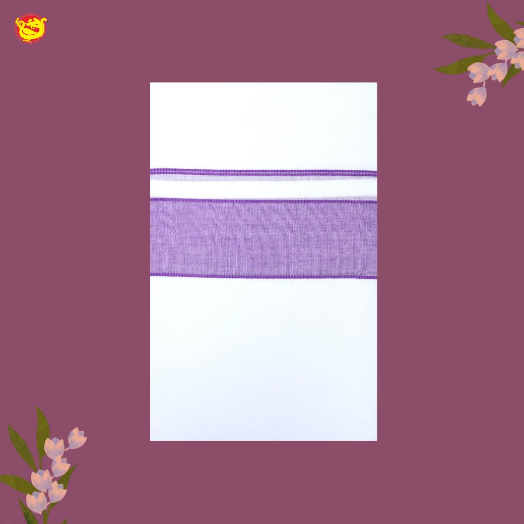 White with LAVENDER Fancy BIG BORDRE Cotton Men’s Dhoti