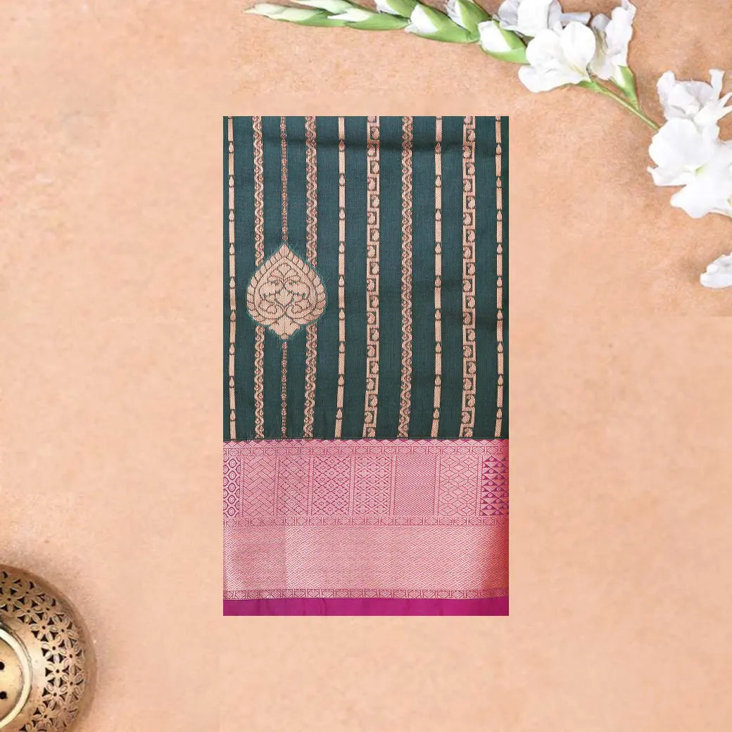 GREEN with PURPLE Soft silk saree