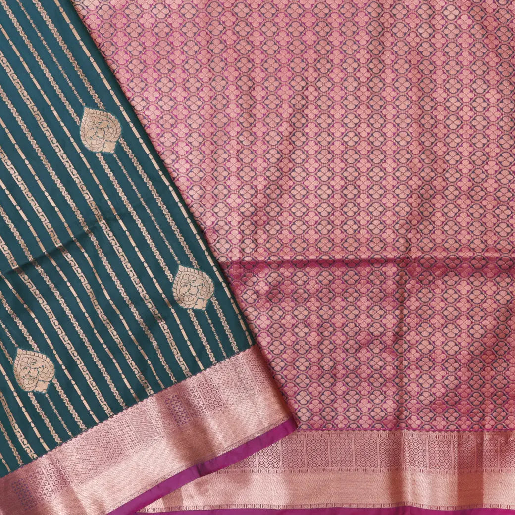 GREEN with PURPLE Soft silk saree