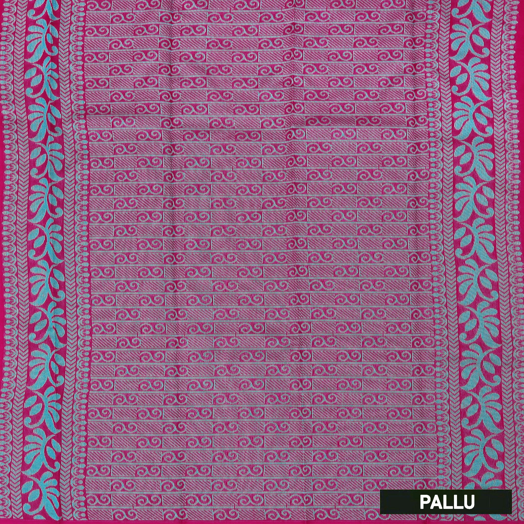 Rani Pink With Green Silk Cotton Saree Without Border