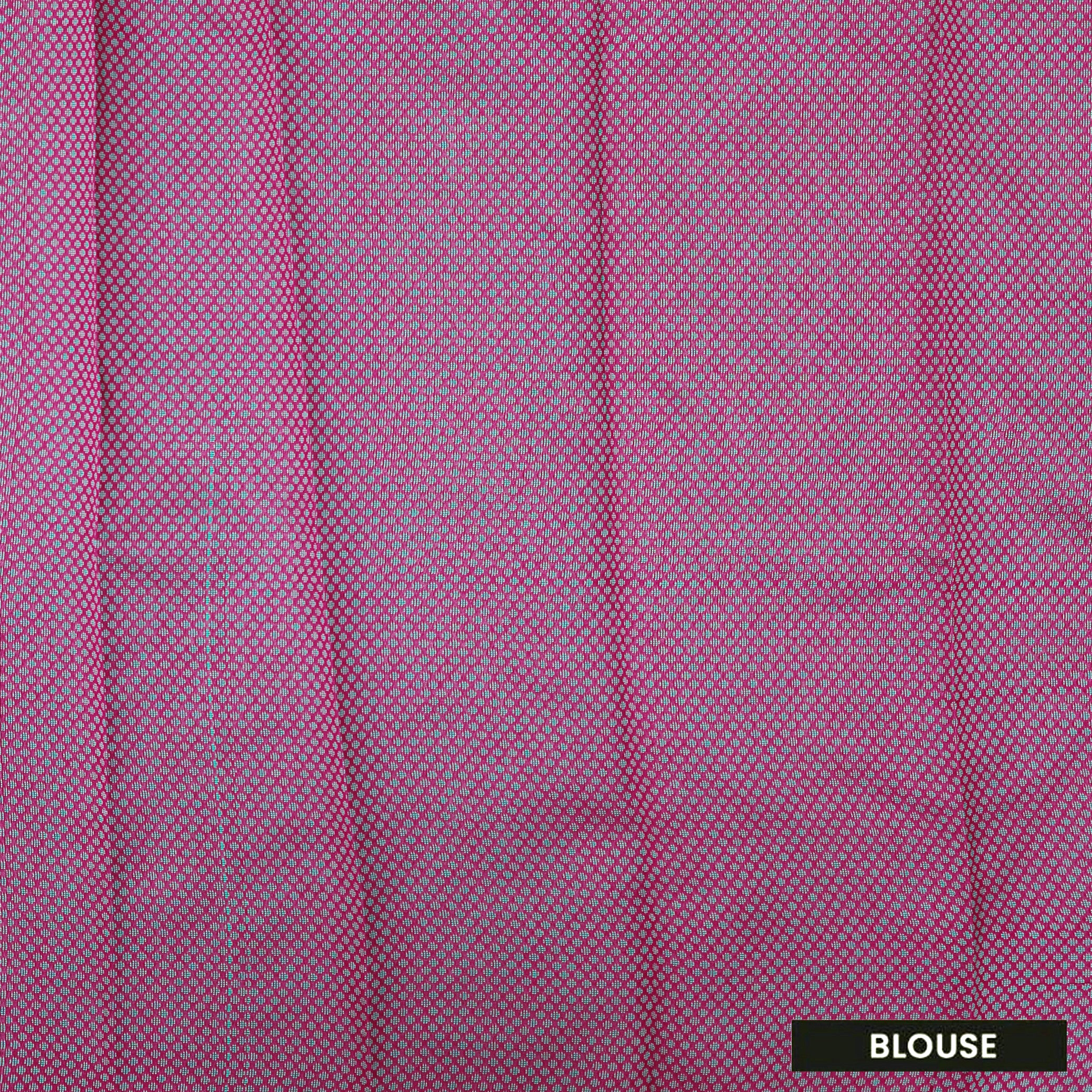 Rani Pink With Green Silk Cotton Saree Without Border
