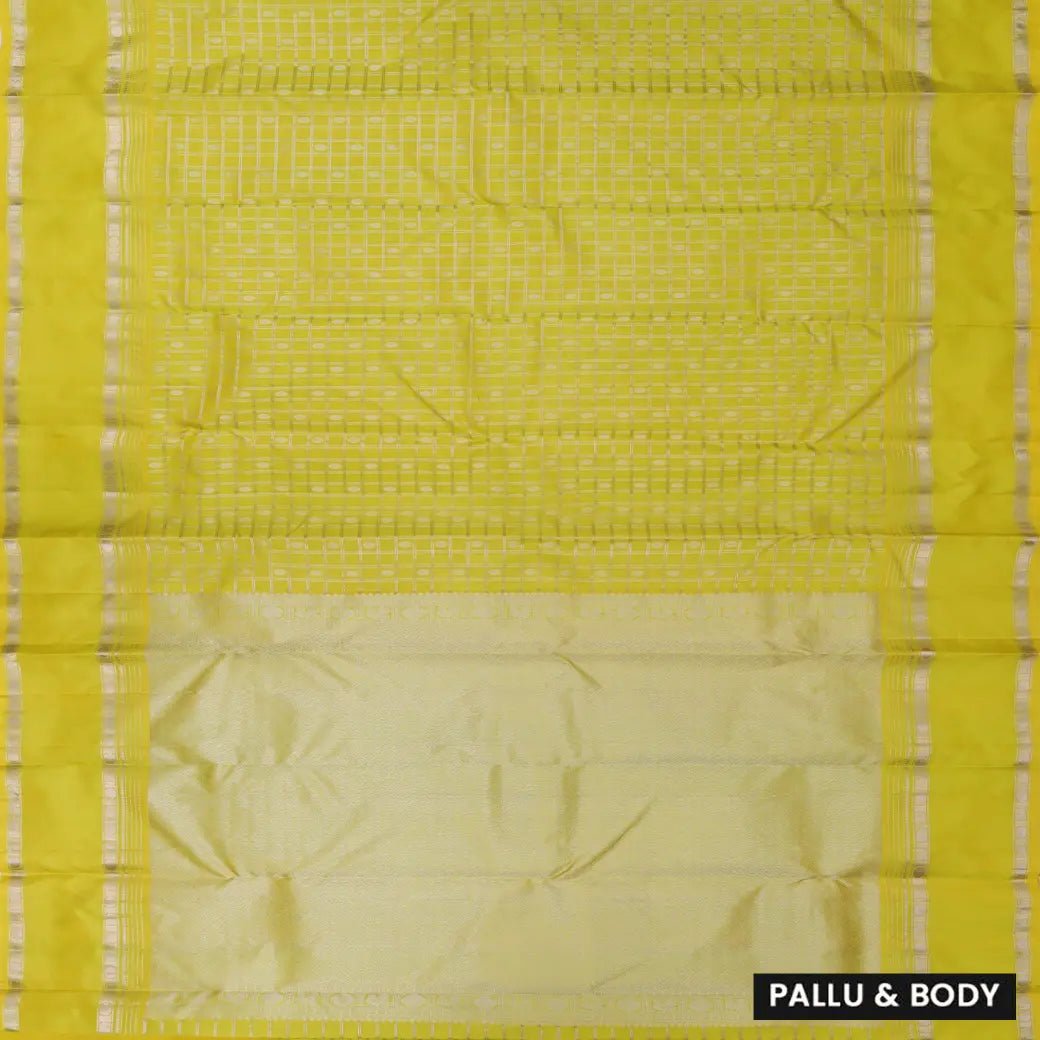 LEMON YELLOW CHECKED TRADITIONAL SOFT SILK SAREES