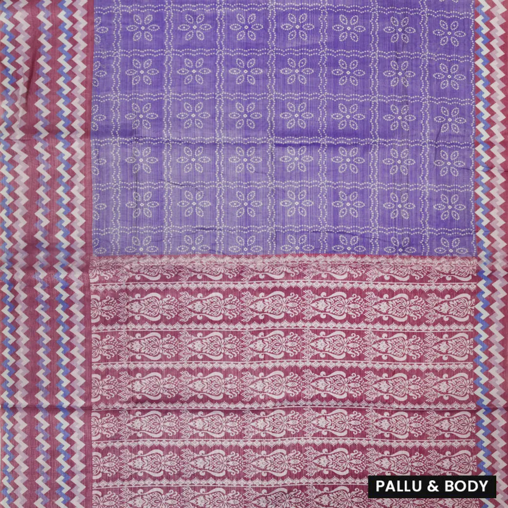Purple with Red Tissue Silk Saree