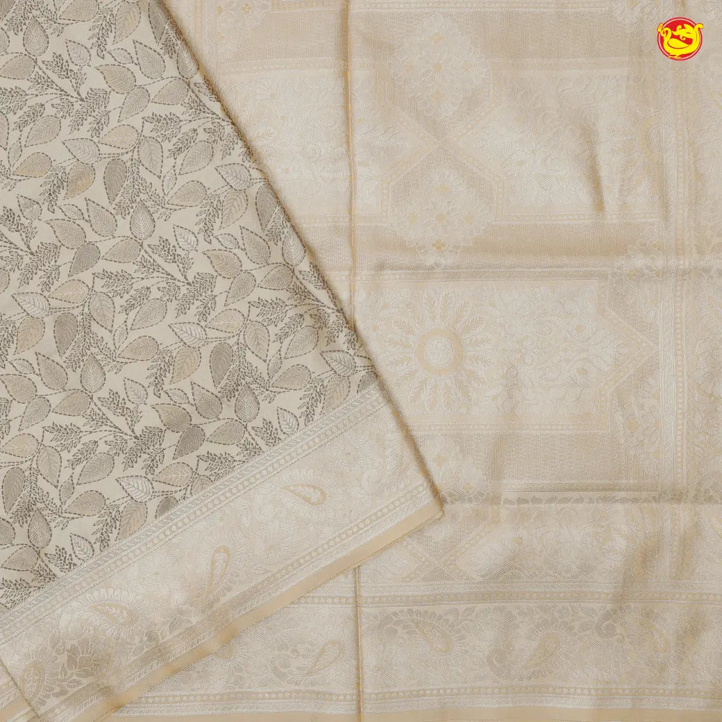 Beige colour Banarasi Saree with Woven Designs