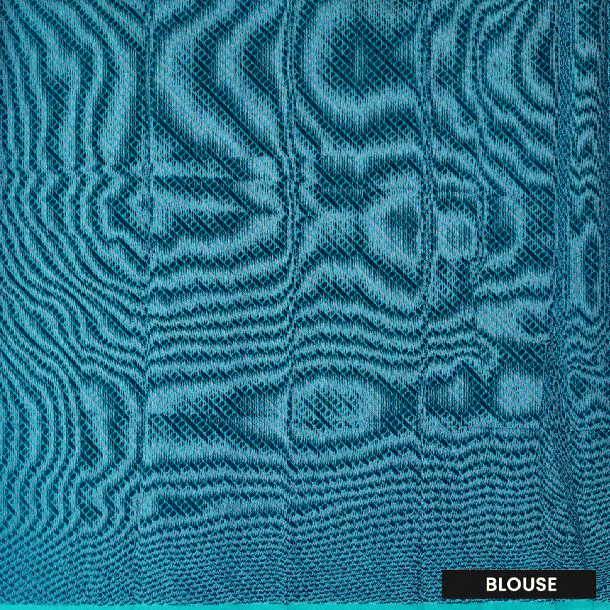 Turquoise Green Silk Cotton Saree Without Border