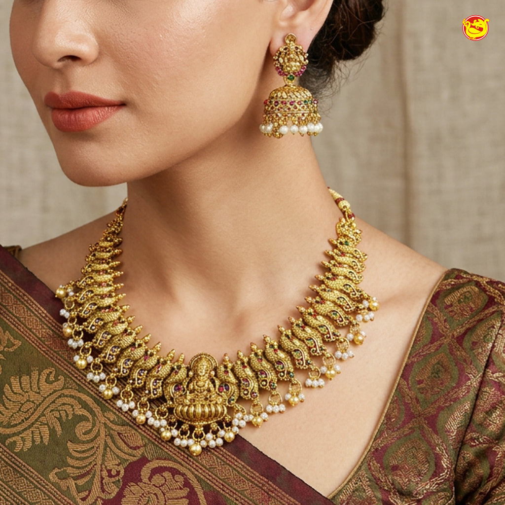 Antique peacock with Saraswathi Necklace Set