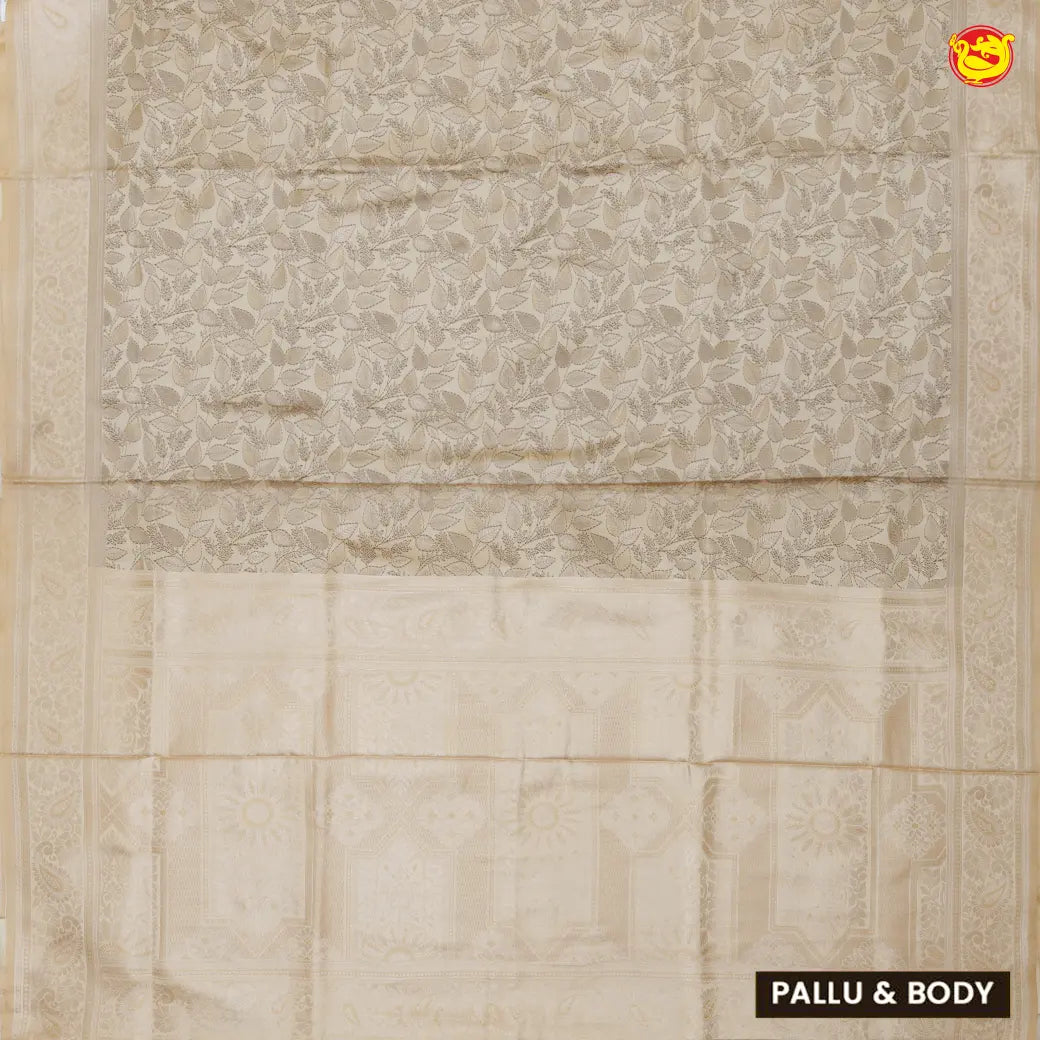 Beige colour Banarasi Saree with Woven Designs