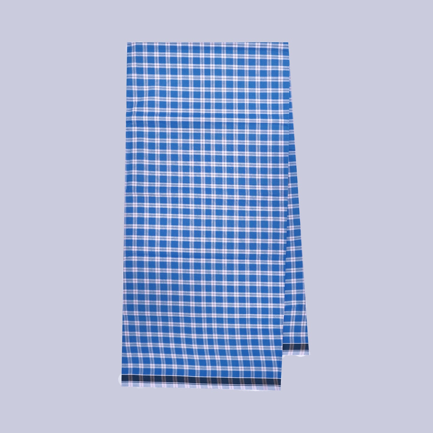 Men’s Blue With White Checked Cotton Stitched Lungi