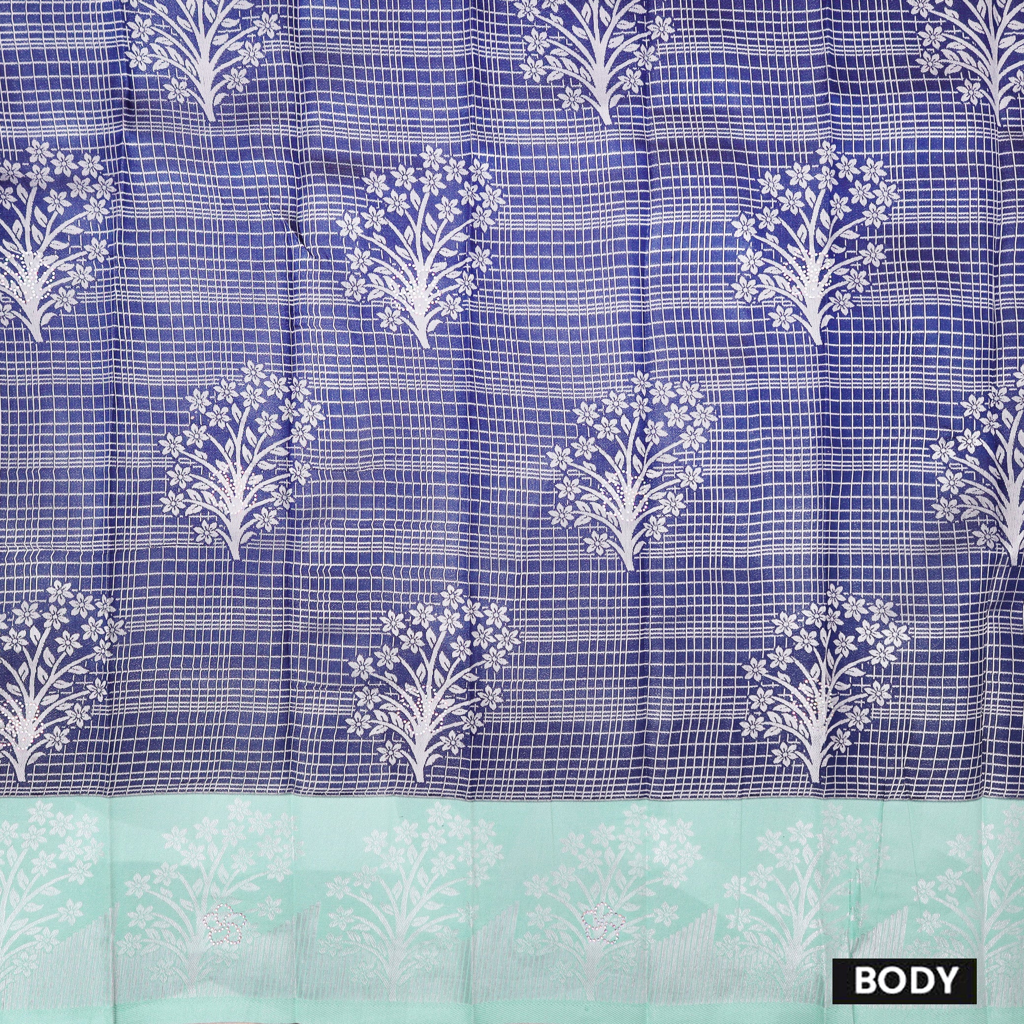 Navy Blue With light blue Kubera Silk Saree